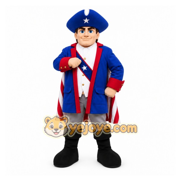 Colonial Man Mascot Costume with Custom Logo