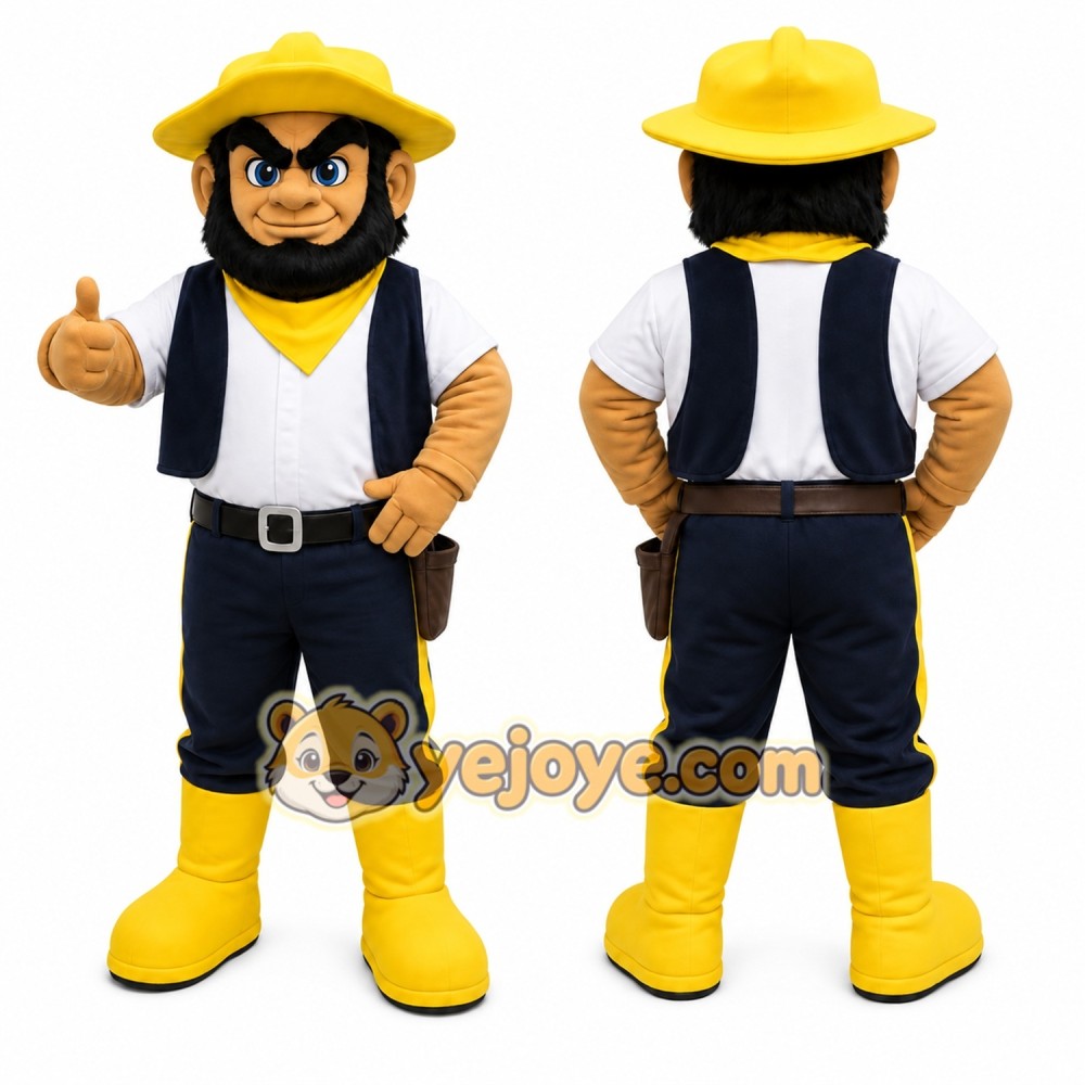 Yellow Lumberjack Mascot Costume with Custom Logo Yellow Lumberjack Mascot Costume with Custom Logo