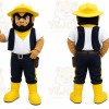 Yellow Lumberjack Mascot Costume with Custom Logo