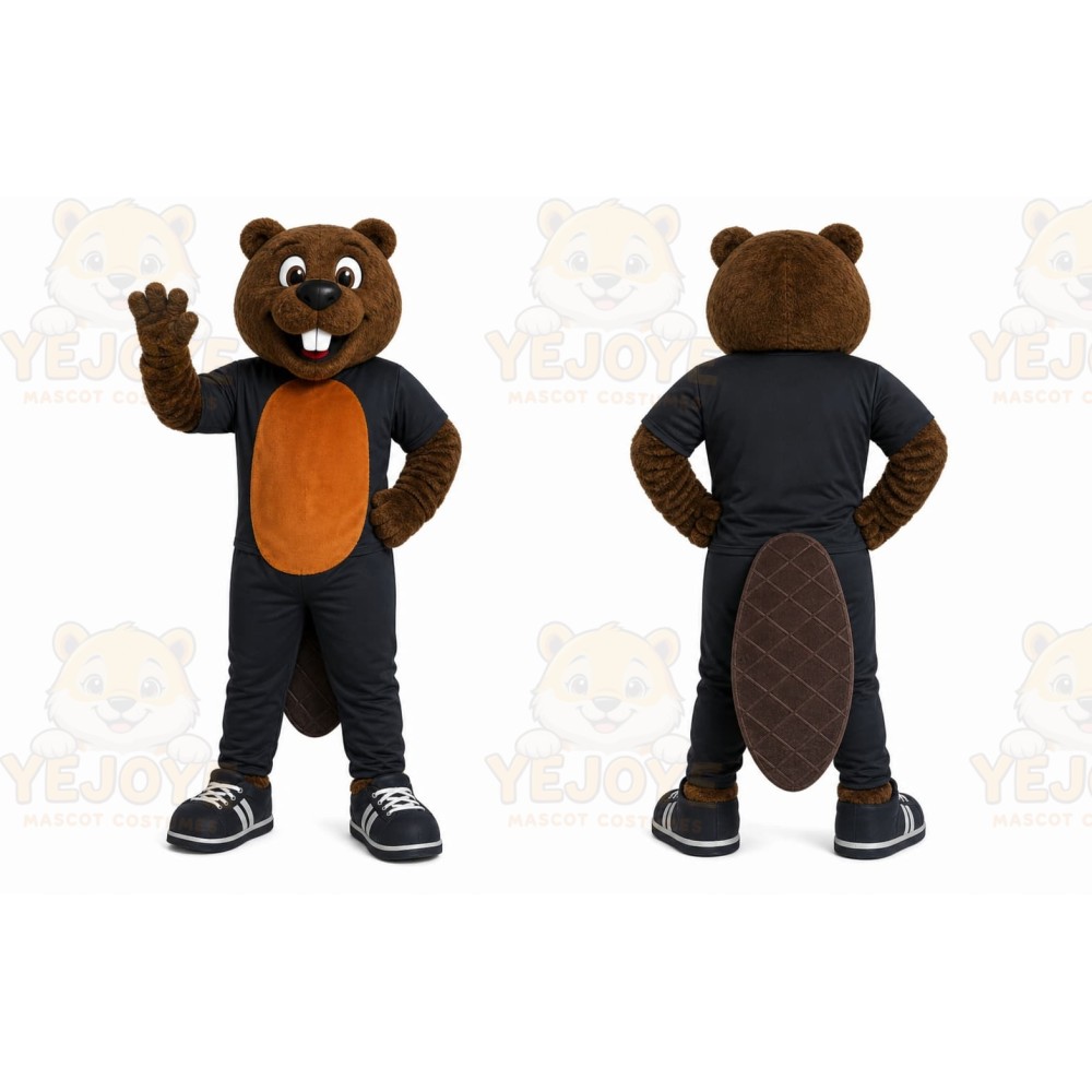 Brown Beaver Mascot Costume with Custom Logo