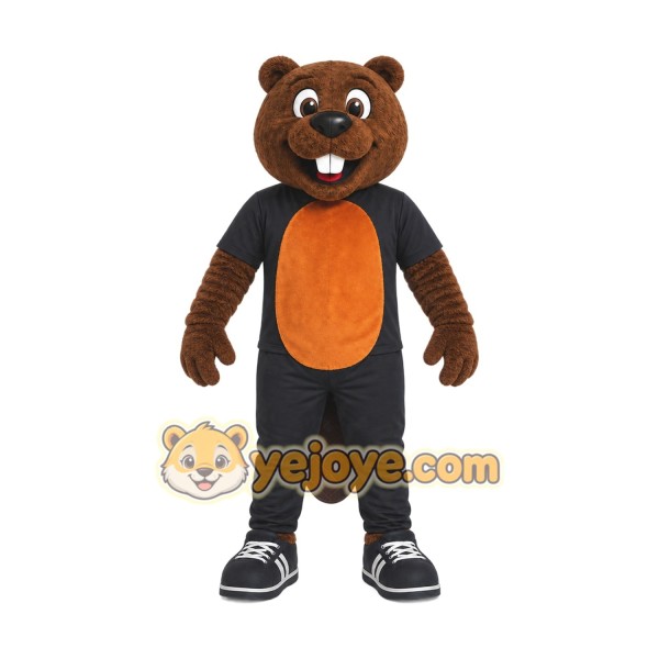 Brown Beaver Mascot Costume with Custom Logo