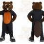 Brown Beaver Mascot Costume with Custom Logo