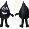 Black Drop Mascot Costume with Custom Logo