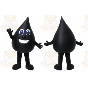 Black Drop Mascot Costume with Custom Logo