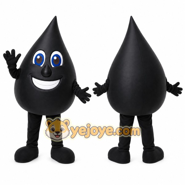 Black Drop Mascot Costume with Custom Logo