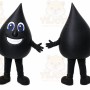 Black Drop Mascot Costume with Custom Logo