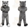 Gray Wolf Mascot Costume with Custom Logo
