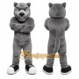 Gray Wolf Mascot Costume with Custom Logo