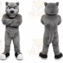 Gray Wolf Mascot Costume with Custom Logo