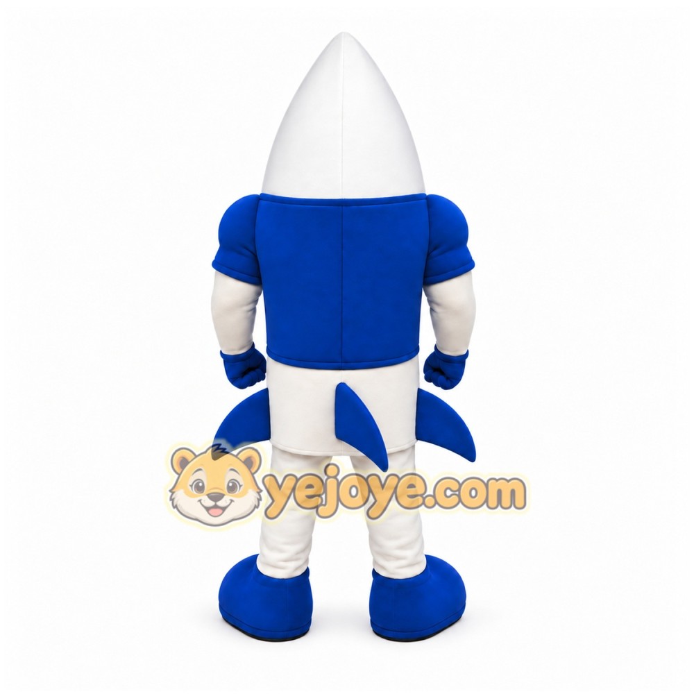 Blue Rocket Mascot Costume with Custom Logo Blue Rocket Mascot Costume with Custom Logo