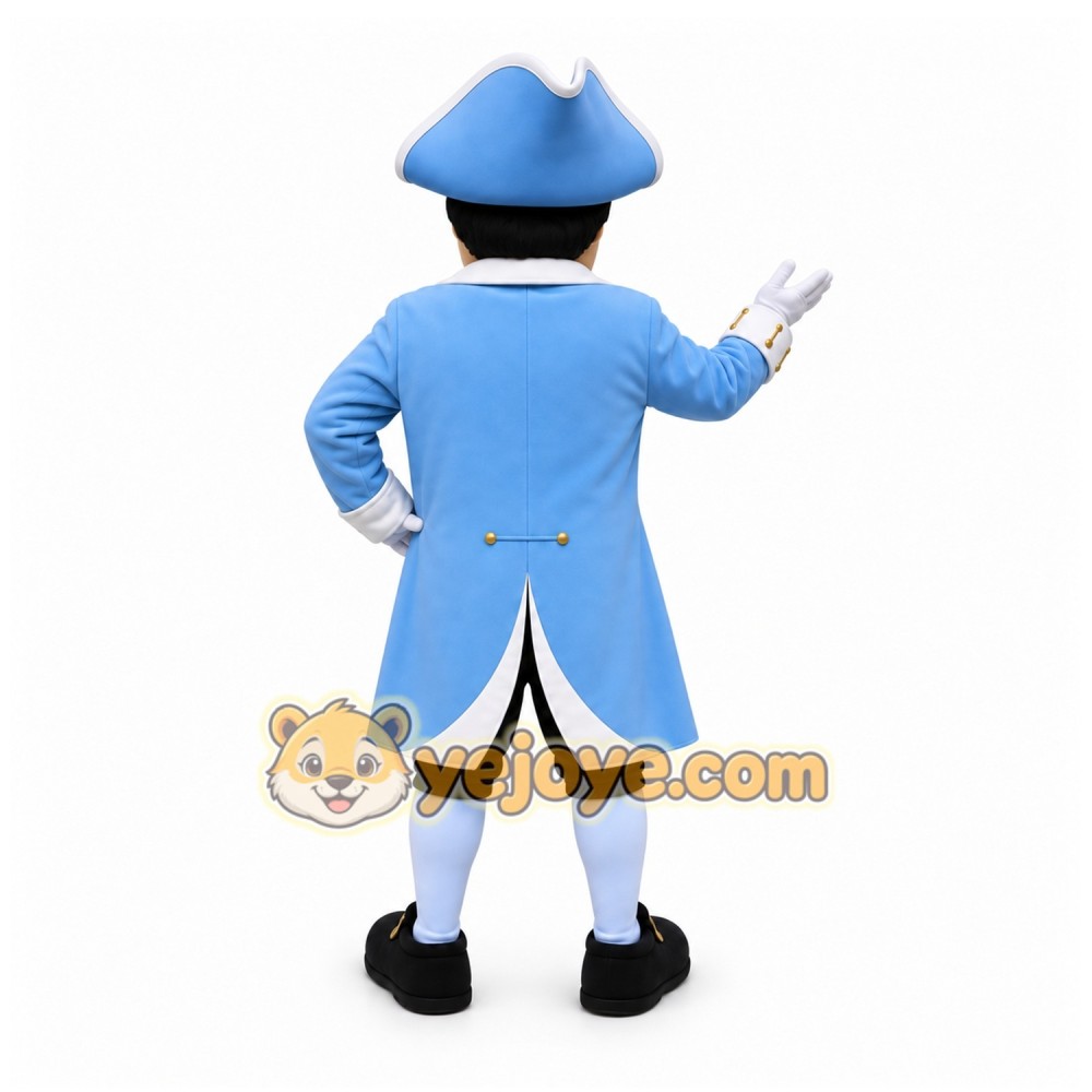 Colonial Man Mascot Costume with Custom Logo