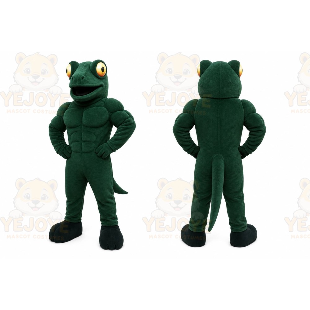 Green Frog Mascot Costume with Custom Logo