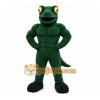 Green Lizard Mascot Costume with Custom Logo