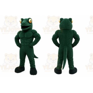 Green Frog Mascot Costume with Custom Logo