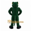 Green Lizard Mascot Costume with Custom Logo