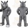 Gray Rhino Mascot Costume with Custom Logo