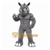 Gray Rhino Mascot Costume with Custom Logo Gray Rhino Mascot Costume with Custom Logo