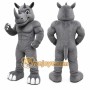 Gray Rhino Mascot Costume with Custom Logo