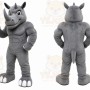 Gray Rhino Mascot Costume with Custom Logo