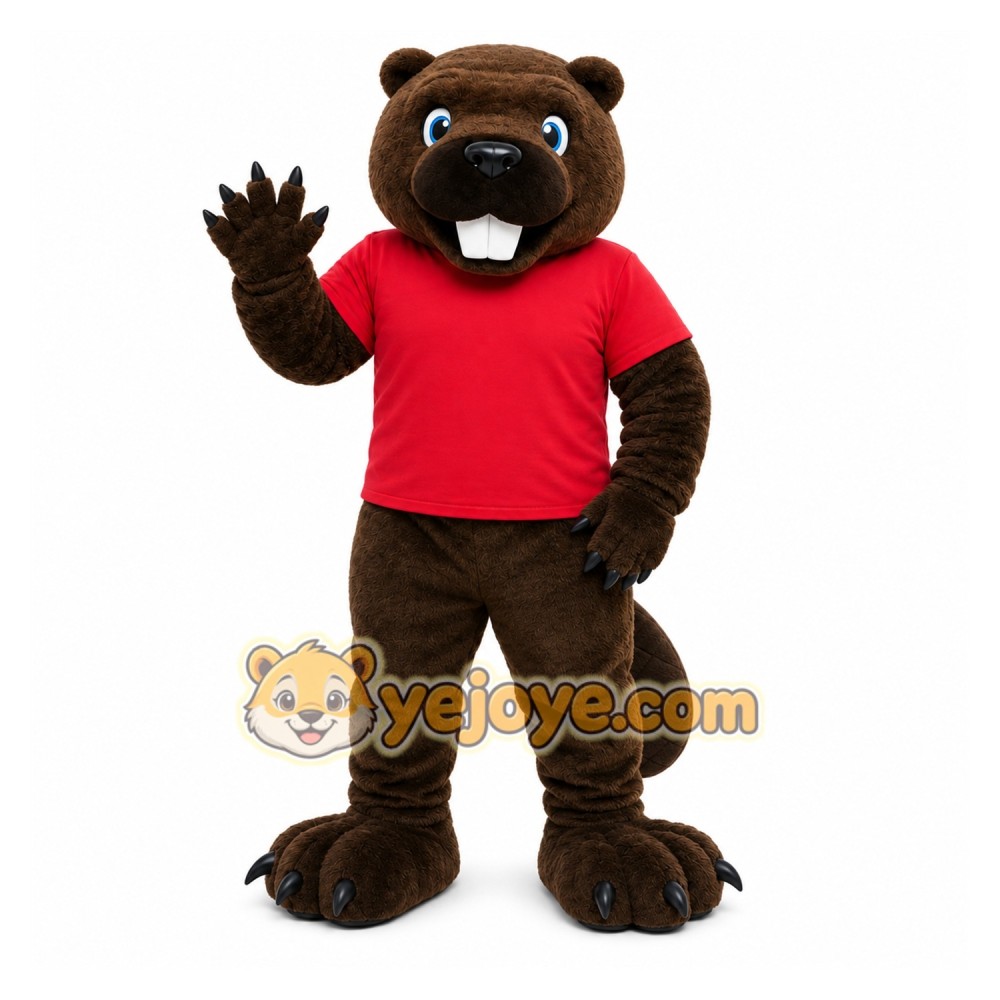 Brown Beaver Mascot Costume with Custom Logo Brown Beaver Mascot Costume with Custom Logo