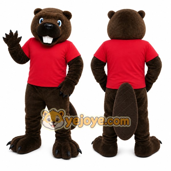 Brown Beaver Mascot Costume with Custom Logo