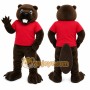 Brown Beaver Mascot Costume with Custom Logo