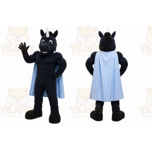 Black Unicorn Mascot Costume with Custom Logo