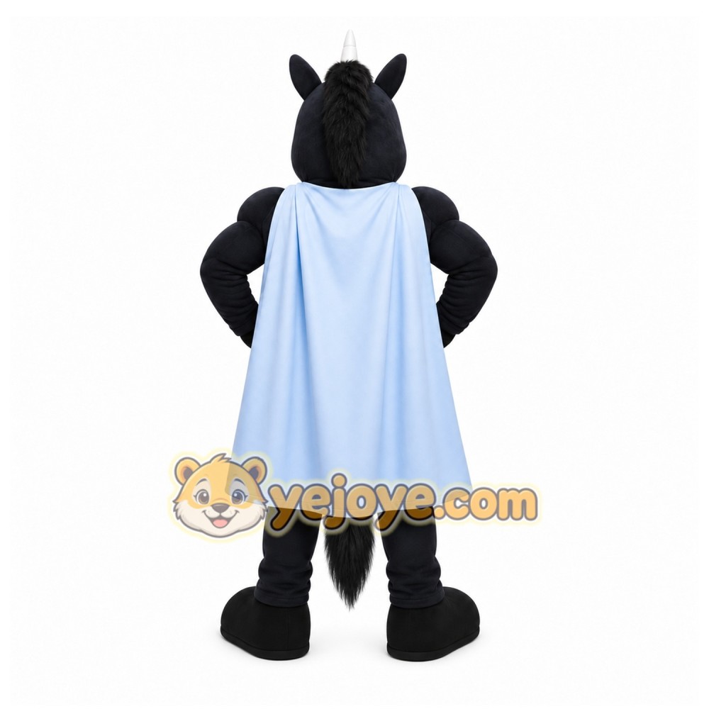 Black Unicorn Mascot Costume with Custom Logo Black Unicorn Mascot Costume with Custom Logo