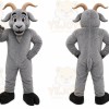 Gray Goat Mascot Costume with Custom Logo