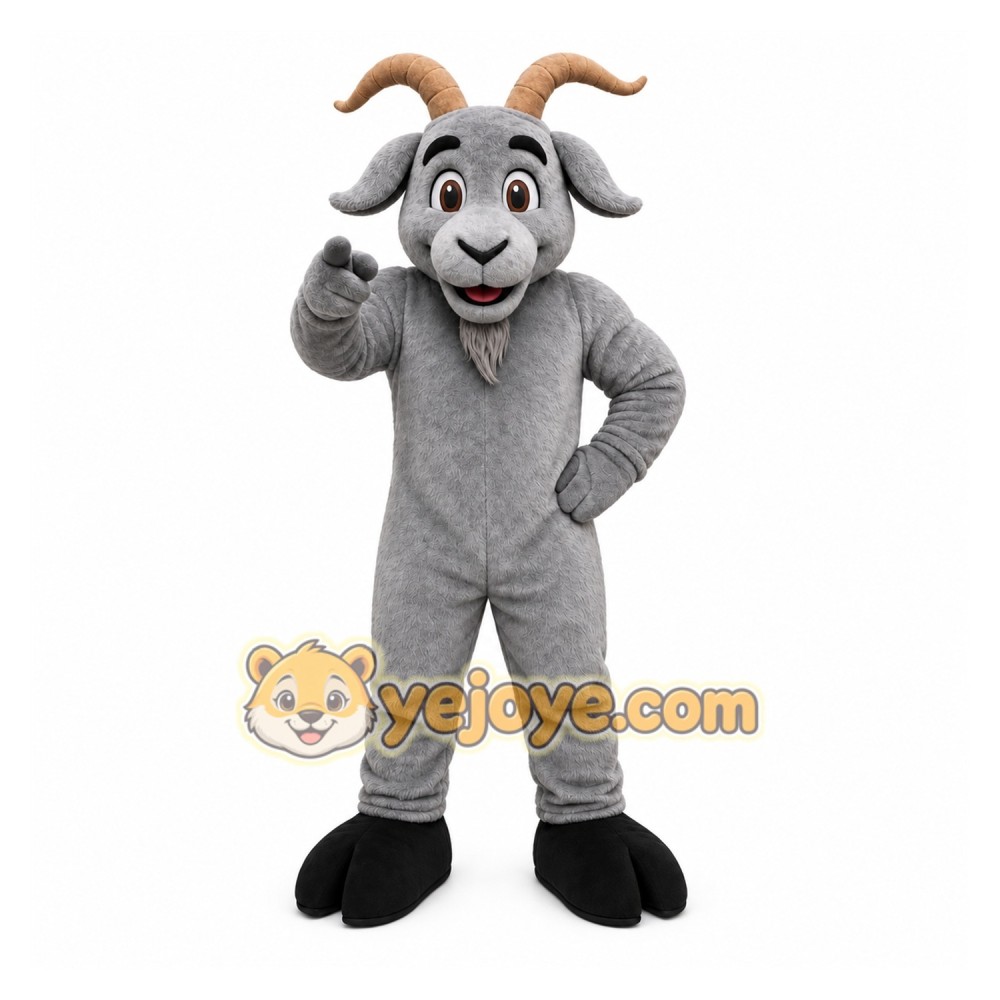 Gray Goat Mascot Costume with Custom Logo Gray Goat Mascot Costume with Custom Logo