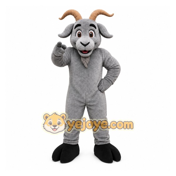 Gray Goat Mascot Costume with Custom Logo Gray Goat Mascot Costume with Custom Logo