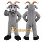 Gray Goat Mascot Costume with Custom Logo