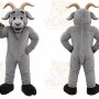 Gray Goat Mascot Costume with Custom Logo