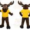 Brown Moose Mascot Costume with Custom Logo