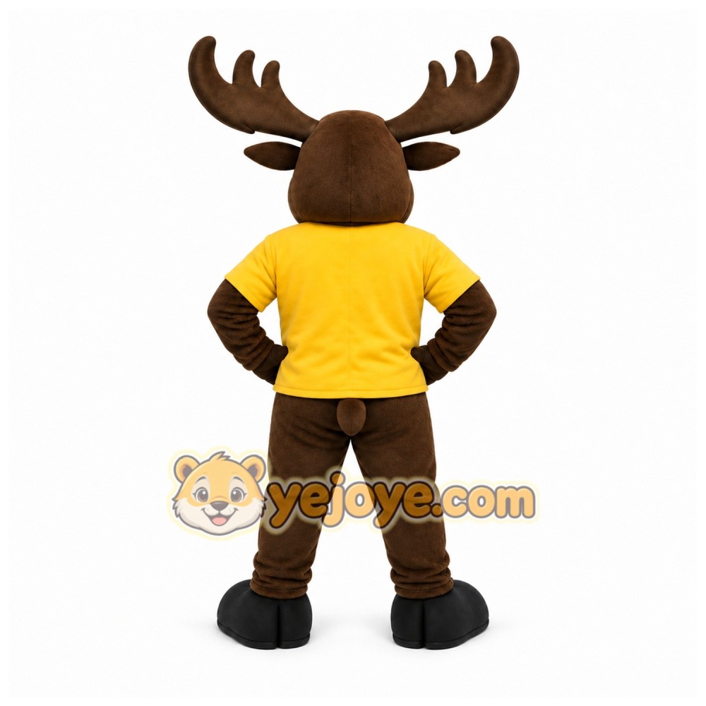 Brown Moose Mascot Costume with Custom Logo Brown Moose Mascot Costume with Custom Logo