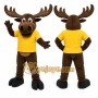 Brown Moose Mascot Costume with Custom Logo