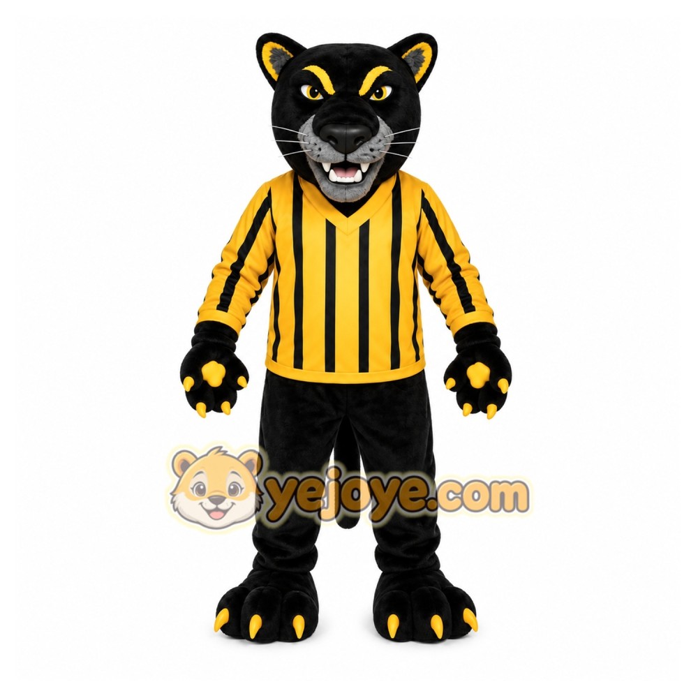 Black Panther Mascot Costume with Custom Logo Black Panther Mascot Costume with Custom Logo