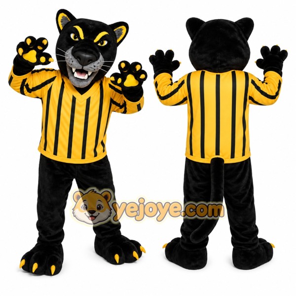 Black Panther Mascot Costume with Custom Logo
