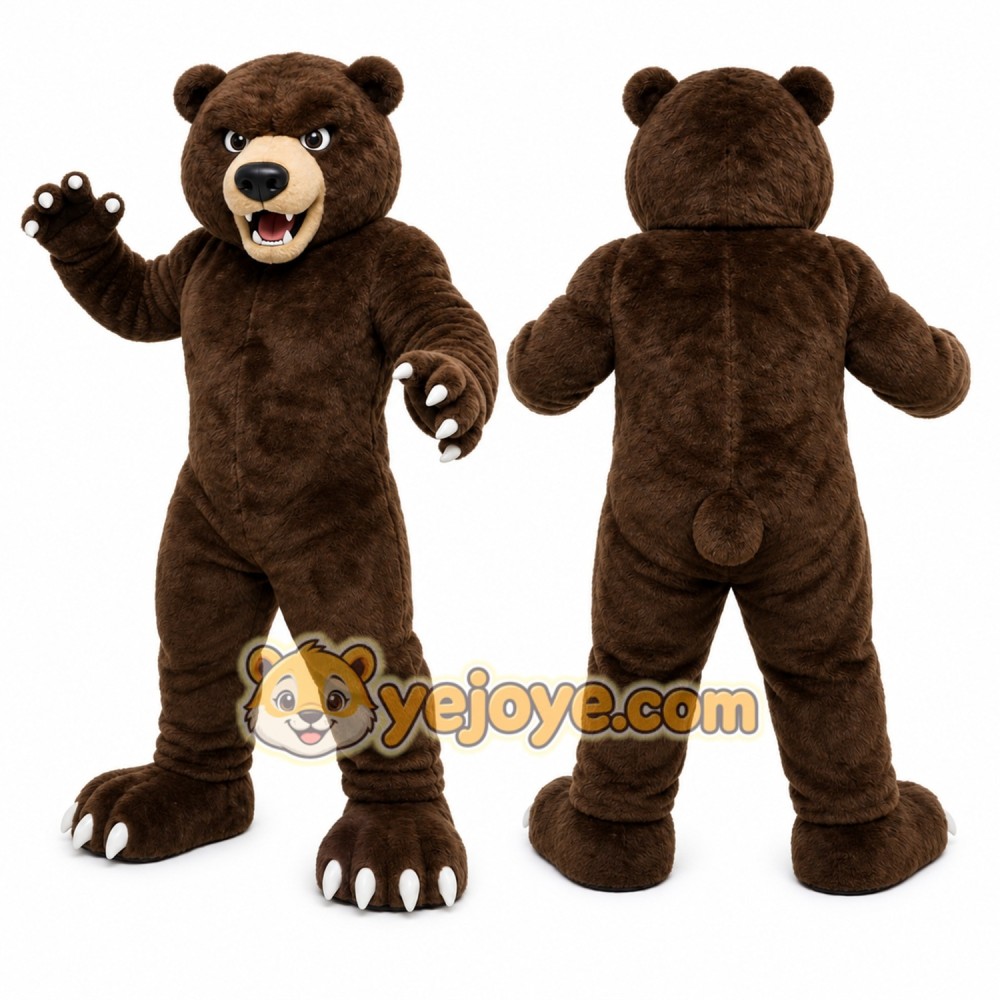 Brown Bear Mascot Costume with Custom Logo
