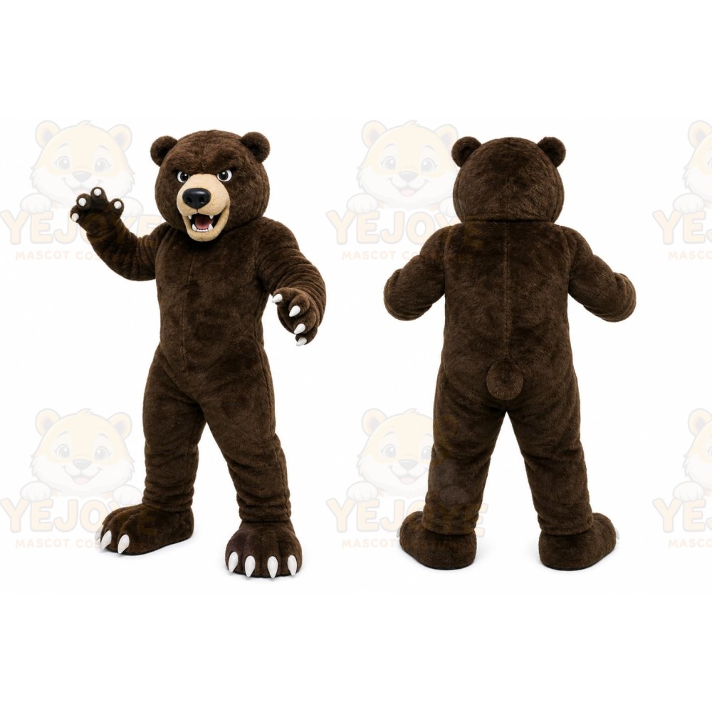 Brown Bear Mascot Costume with Custom Logo