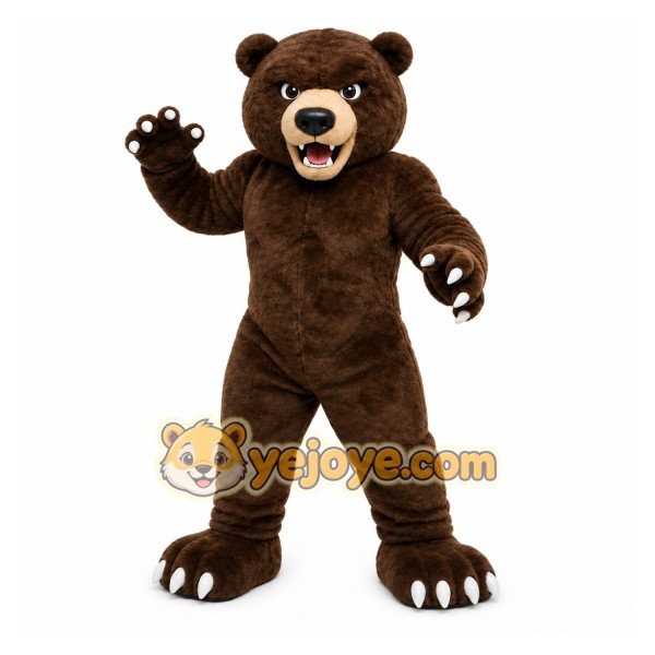 Brown Bear Mascot Costume with Custom Logo