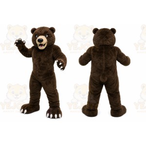 Brown Bear Mascot Costume with Custom Logo