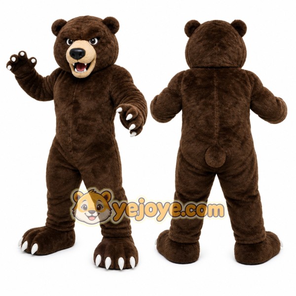 Brown Bear Mascot Costume with Custom Logo