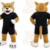 Tan Cougar Mascot Costume with Custom Logo