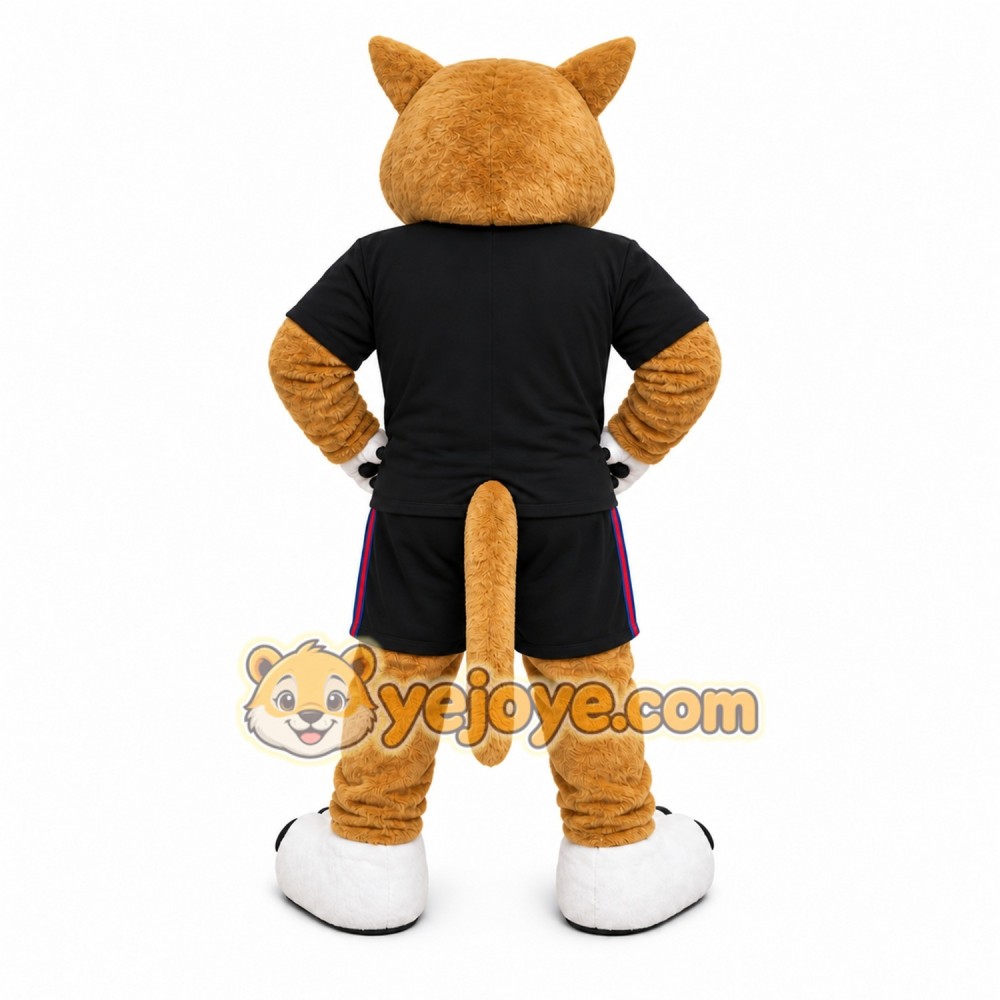 Tan Cougar Mascot Costume with Custom Logo
