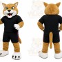 Tan Cougar Mascot Costume with Custom Logo