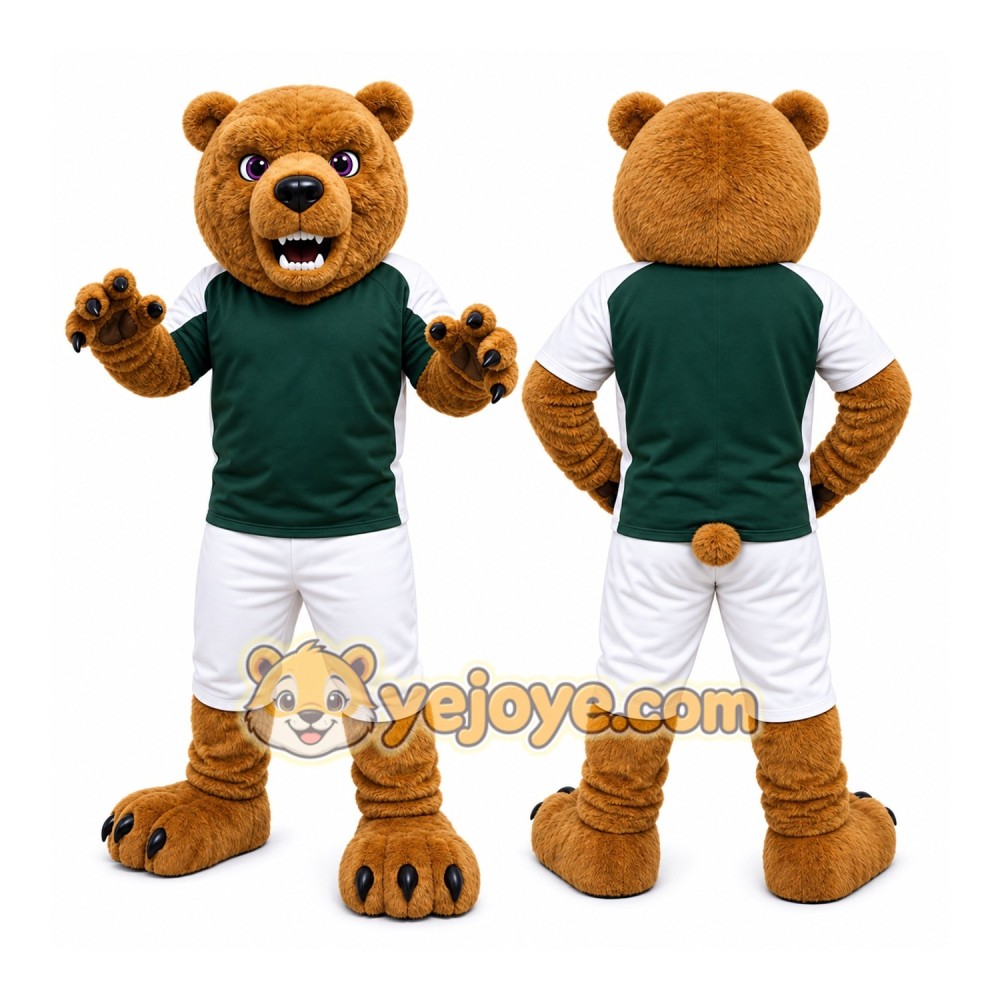 Tan Bear Mascot Costume with Custom Logo Tan Bear Mascot Costume with Custom Logo