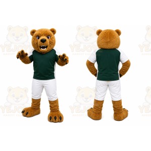 Tan Bear Mascot Costume with Custom Logo