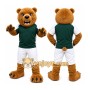 Tan Bear Mascot Costume with Custom Logo