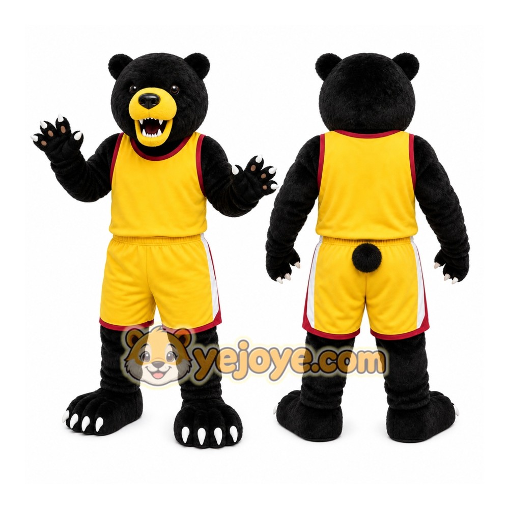Black Bear Mascot Costume with Custom Logo Black Bear Mascot Costume with Custom Logo